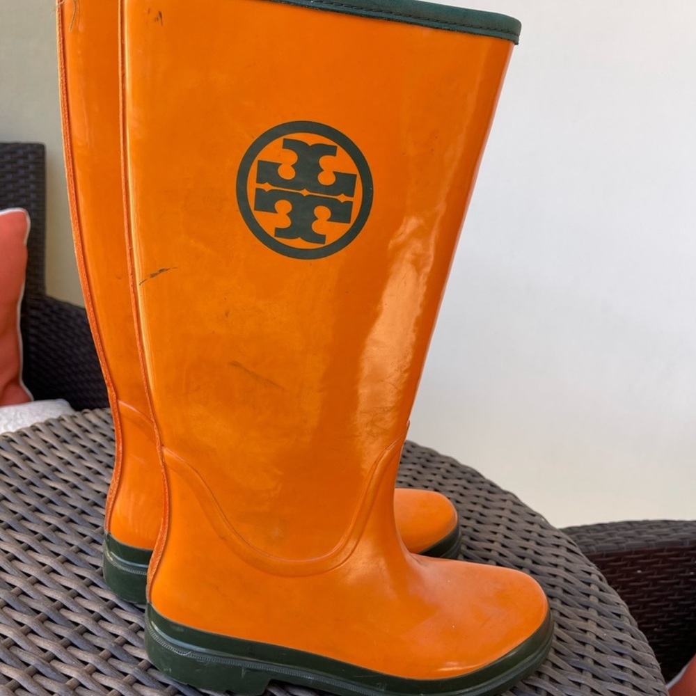 Tory Burch Orange Rain Boots